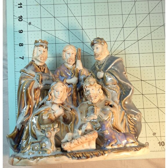 Ceramic Nativity Candle Luminary Figurine Wise Men Joseph Mary Baby Jesus Scene - Picture 9 of 12